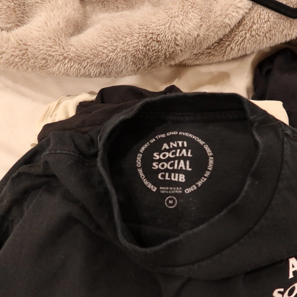 Anti Social Social Club Long Sleeve T-Shirt Size M, Black/White - Picture 6 of 6